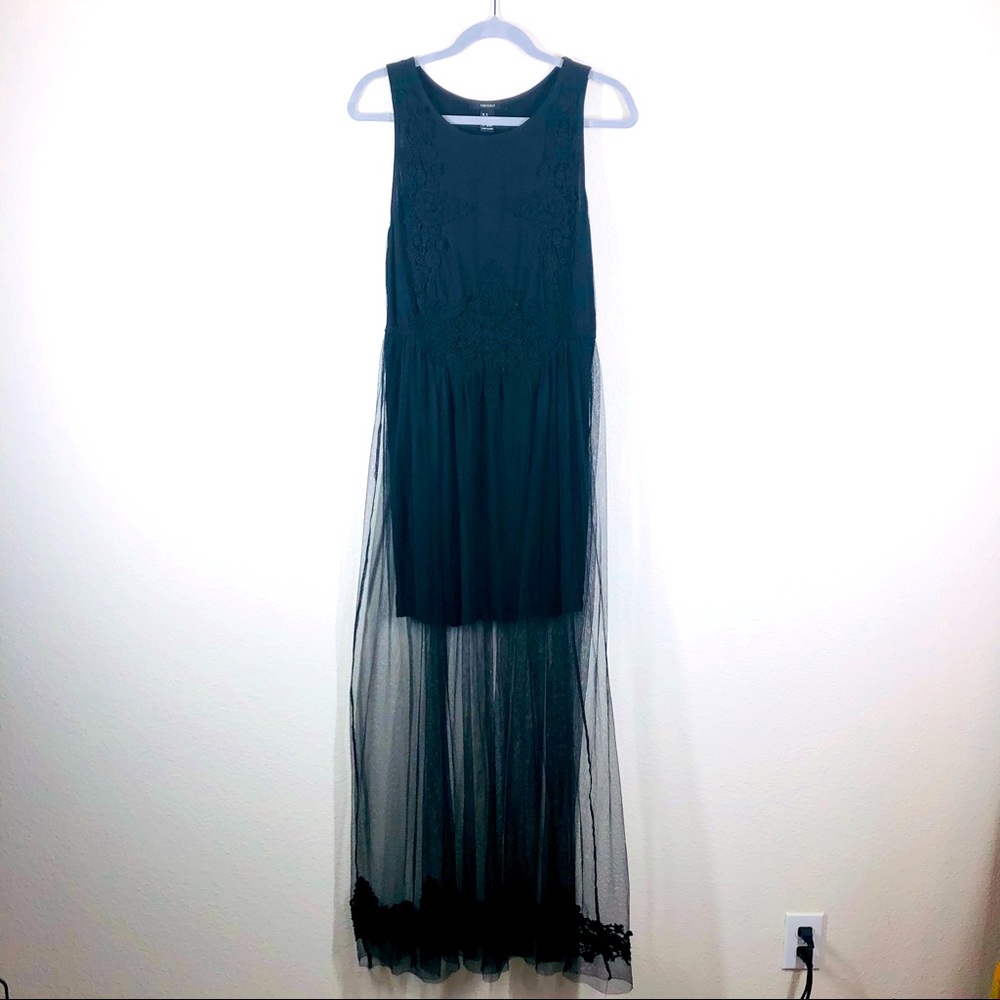 Forever 21 Sheer Overlay Maxi Dress Medium